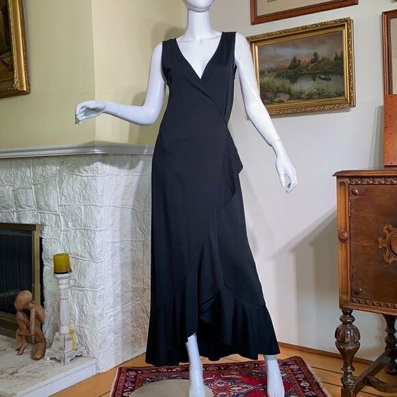 Banana Republic Soft Ponte Ruffle Maxi Wrap Dress - Picture 2 of 11